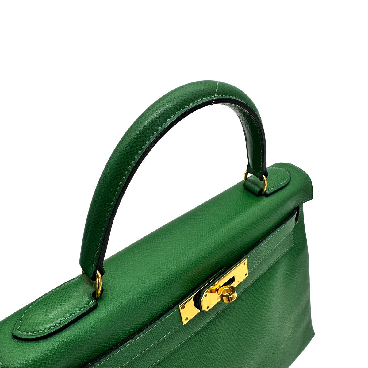 HERMES KELLY 28 RETOURNE GREEN COUCHEVEL HAND SHOULDER BAG 〇Y GHW 90277712
