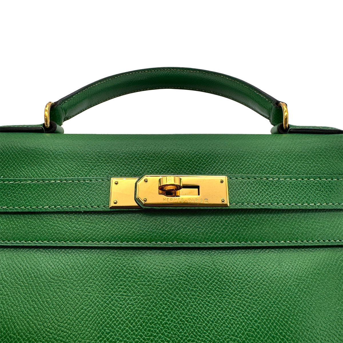 HERMES KELLY 28 RETOURNE GREEN COUCHEVEL HAND SHOULDER BAG 〇Y GHW 90277712