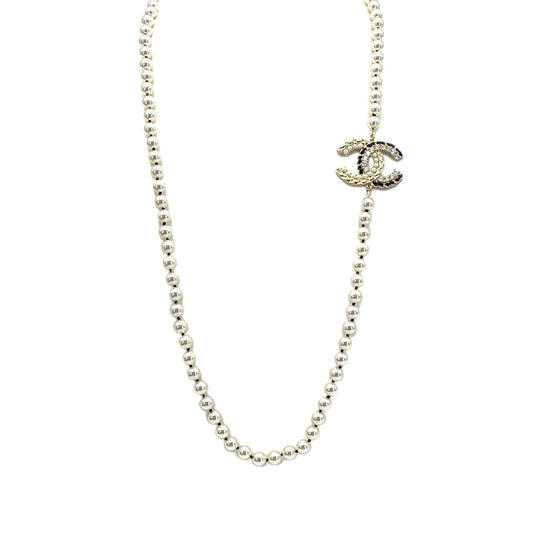 CHANEL NECKLACE COCOMARK RHINESTONE PEARL ACCESSORY B22B 90278004