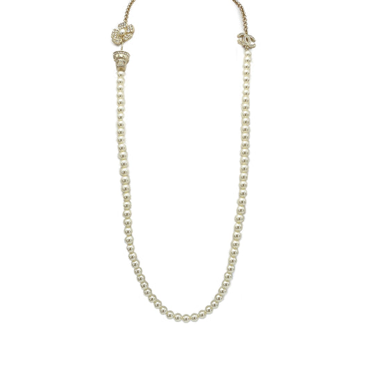 CHANEL NECKLACE COCOMARK RHINESTONE FLOWER MOTIF ACCESSORY B23S 90278008