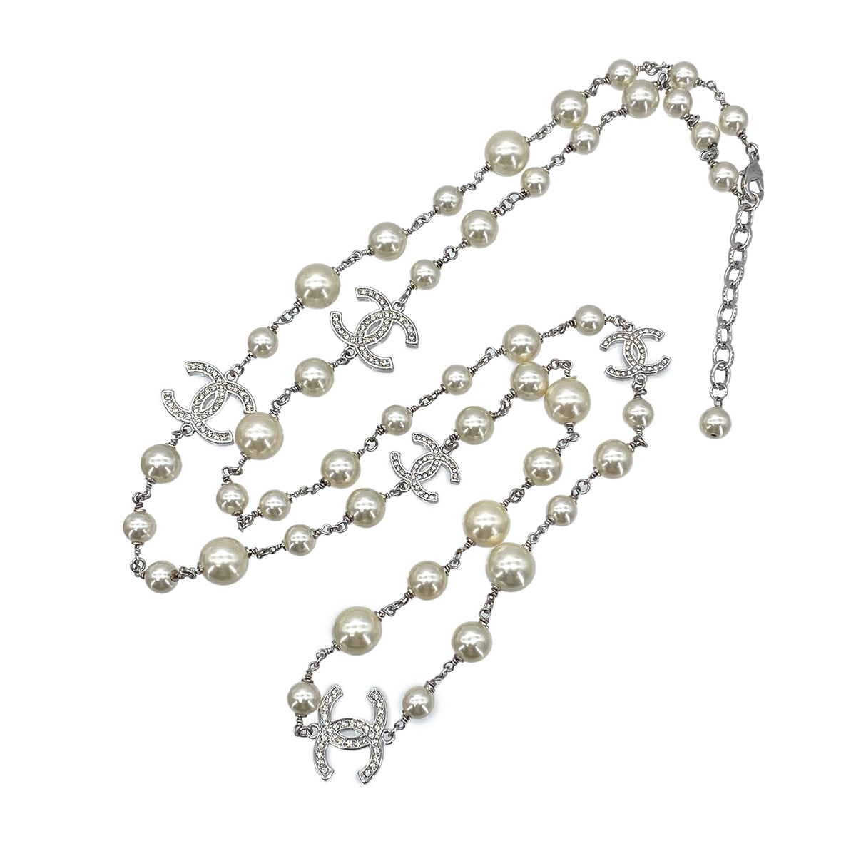 CHANEL NECKLACE COCOMARK FAUX PEARL RHINESTONE ACCESSORY B25C 90278009