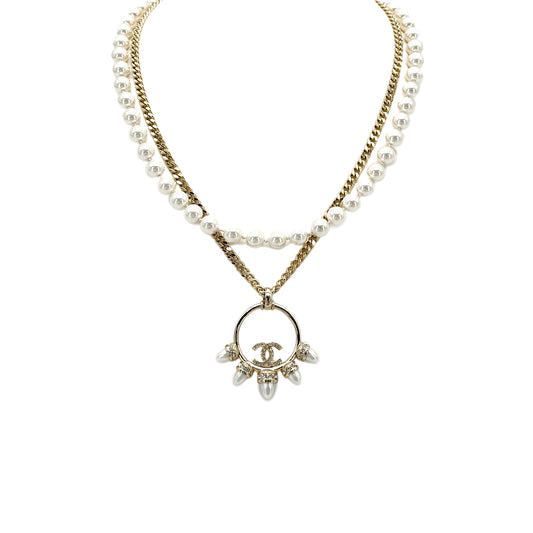 CHANEL NECKLACE COCOMARK PEARL LONG LAYERED ACCESSORY A22C 90278010