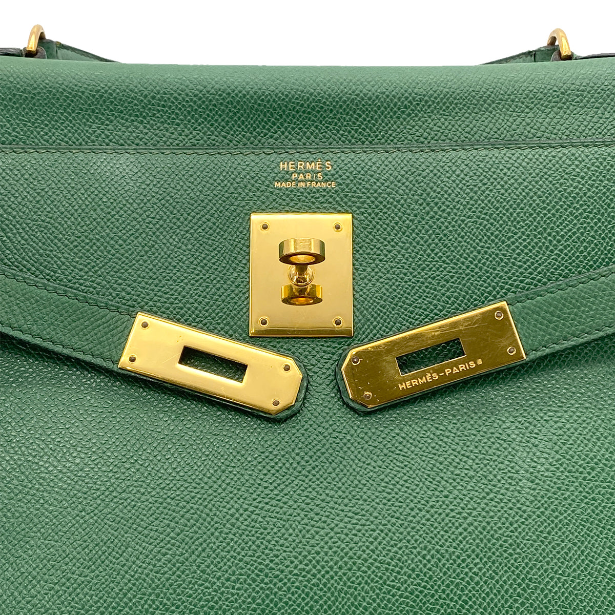 HERMES KELLY 32 RETOURNE GREEN COUCHEVEL HAND SHOULDER BAG 〇S GHW 90278013