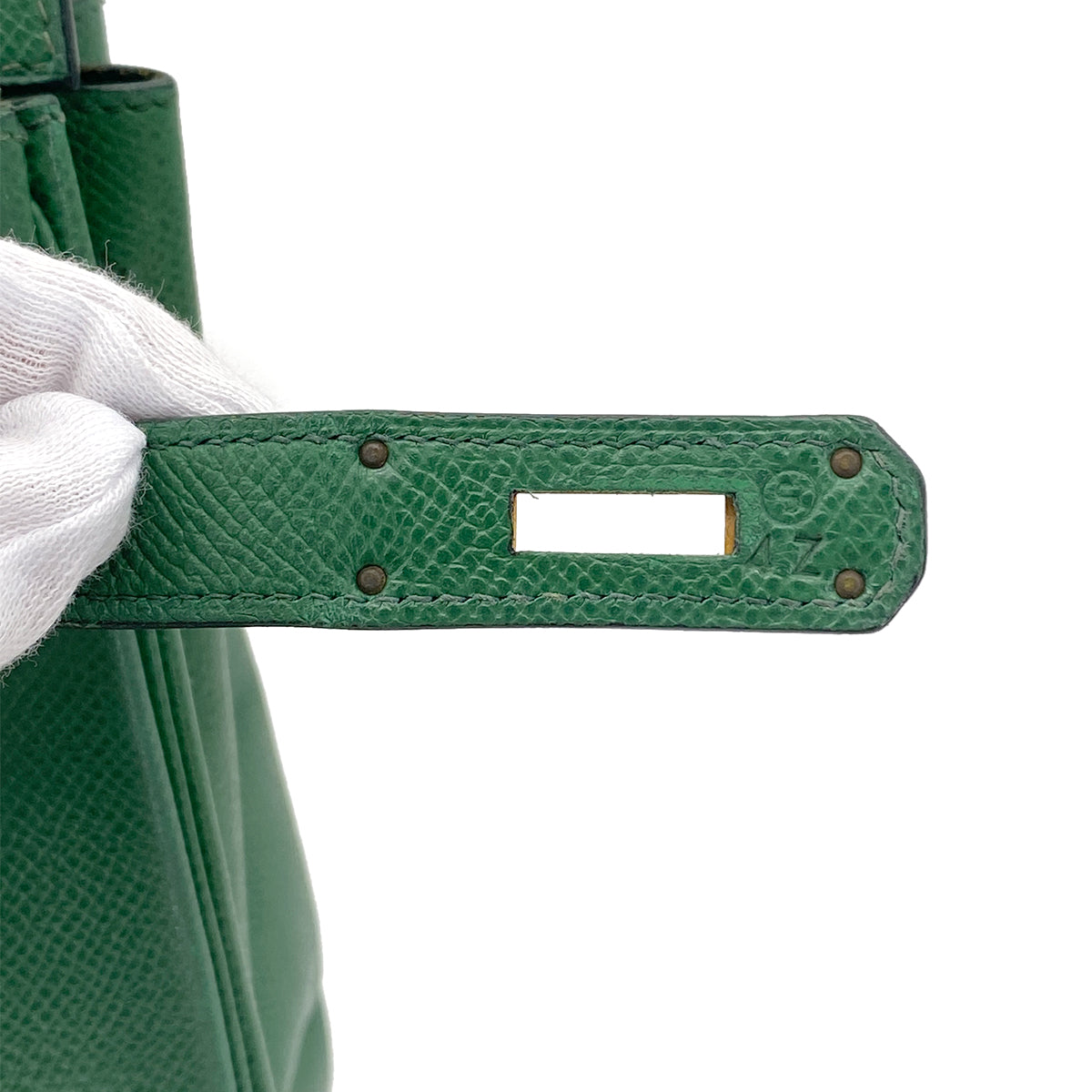 HERMES KELLY 32 RETOURNE GREEN COUCHEVEL HAND SHOULDER BAG 〇S GHW 90278013