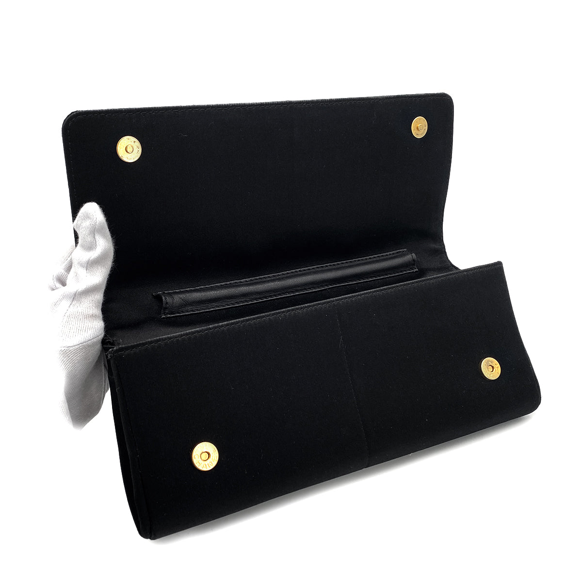 CHANEL VINTAGE COCOMARK STRASS IMPERIAL EAGLE CLUTCH BAG BLACK SATIN 90278017