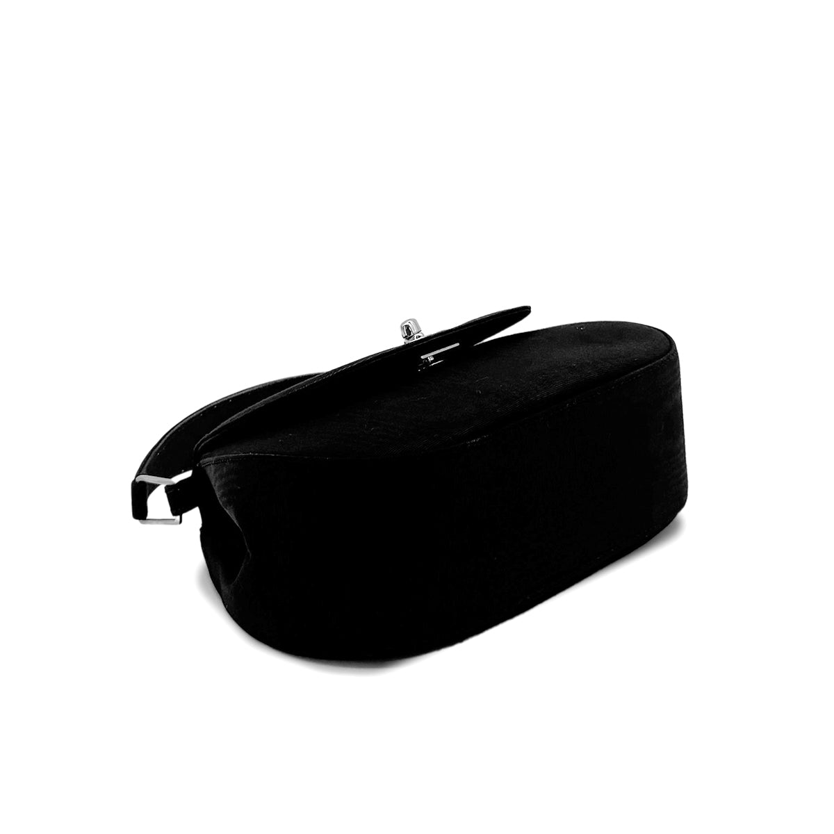 CHANEL VINTAGE TURN LOCK ONE HAND BAG BLACK CANVAS 90278464