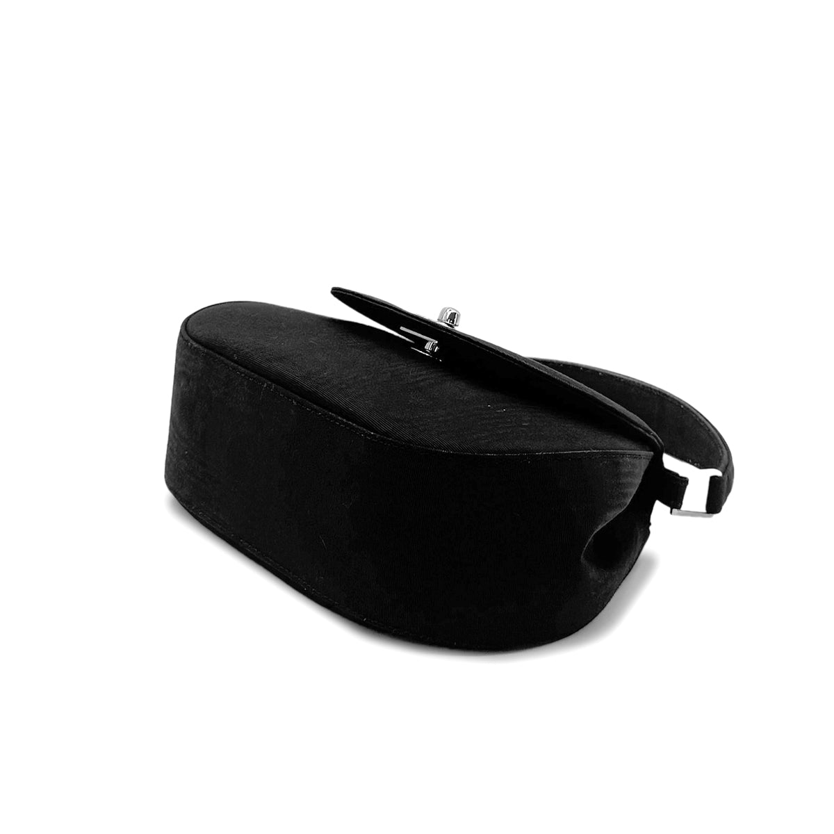 CHANEL VINTAGE TURN LOCK ONE HAND BAG BLACK CANVAS 90278464