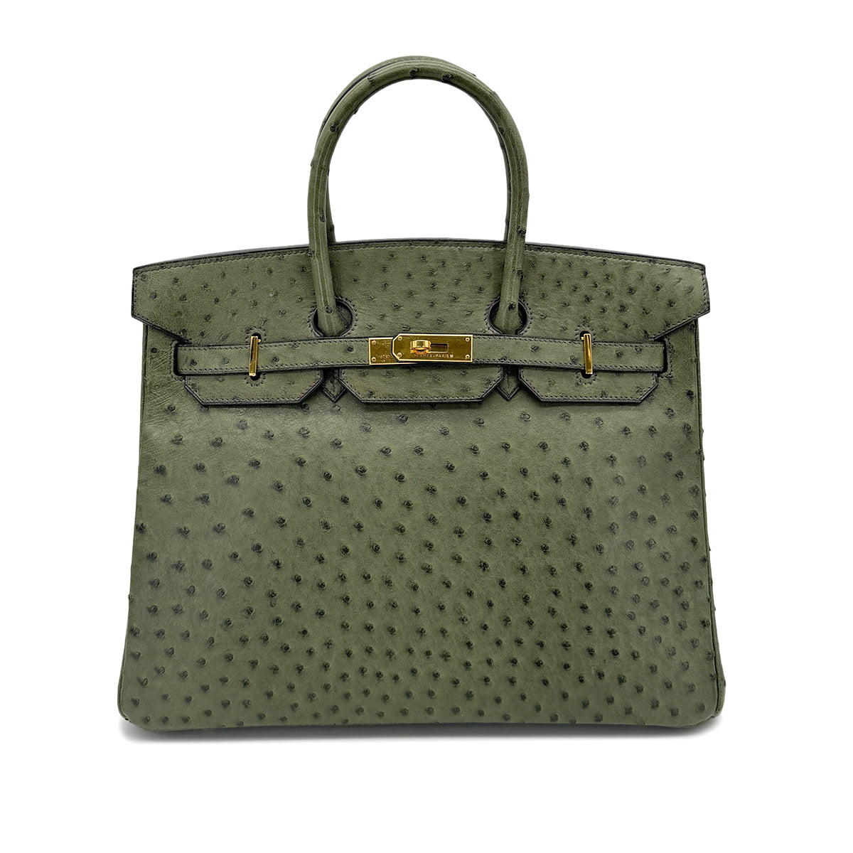 HERMES BIRKIN 35 GREEN OSTRICH HAND BAG □D GHW 90278465