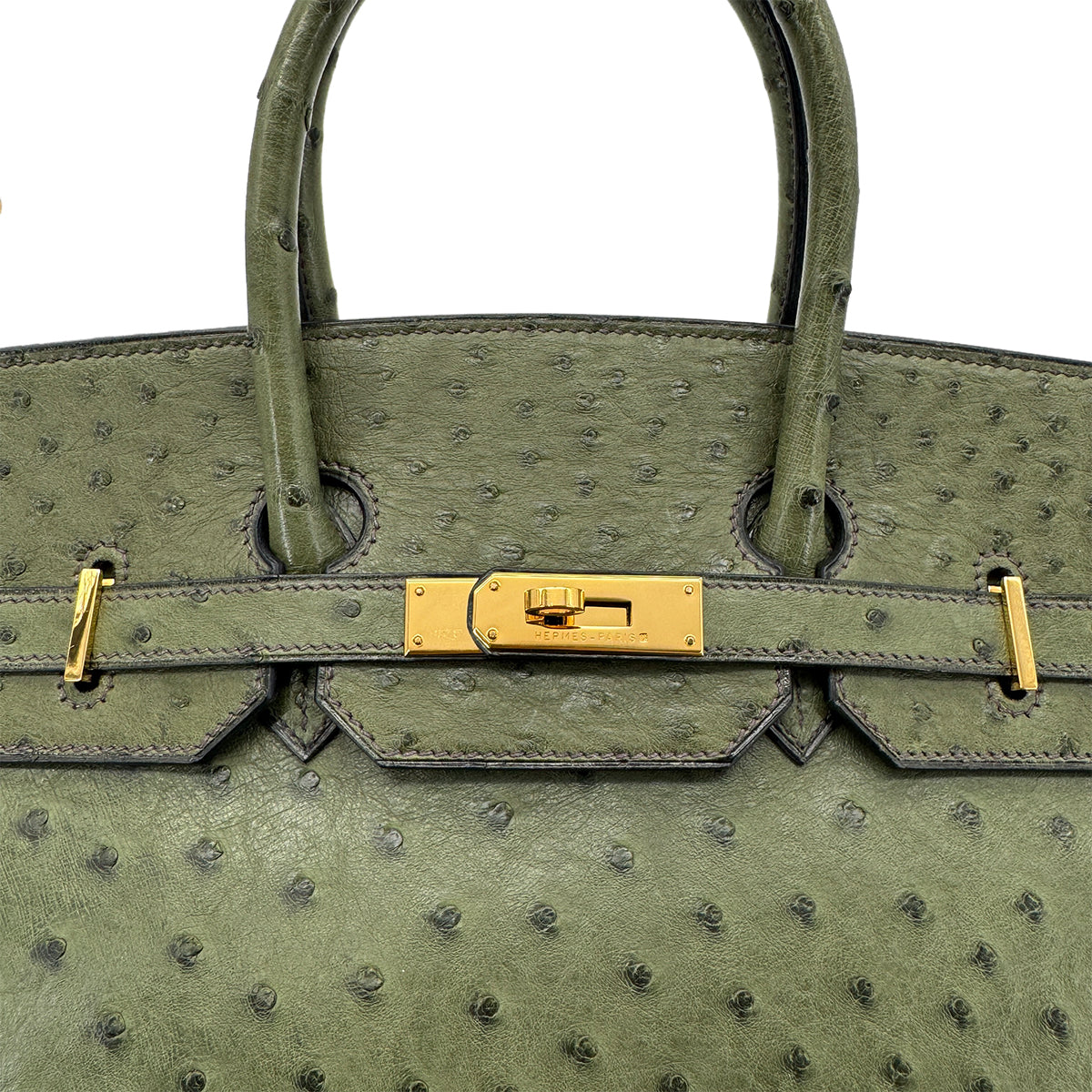 HERMES BIRKIN 35 GREEN OSTRICH HAND BAG □D GHW 90278465