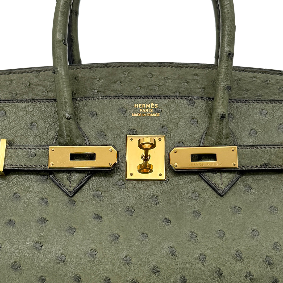 HERMES BIRKIN 35 GREEN OSTRICH HAND BAG □D GHW 90278465