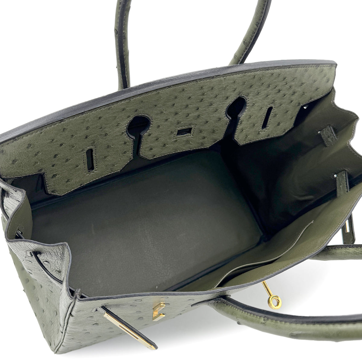 HERMES BIRKIN 35 GREEN OSTRICH HAND BAG □D GHW 90278465