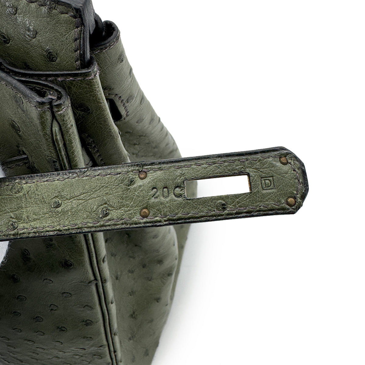 HERMES BIRKIN 35 GREEN OSTRICH HAND BAG □D GHW 90278465