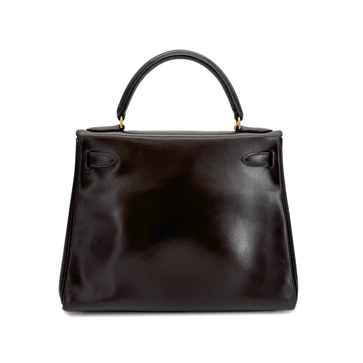 HERMES KELLY 28 RETOURNE DARK BROWN BOXCALF HAND SHOULDER BAG 〇W GHW 90278470