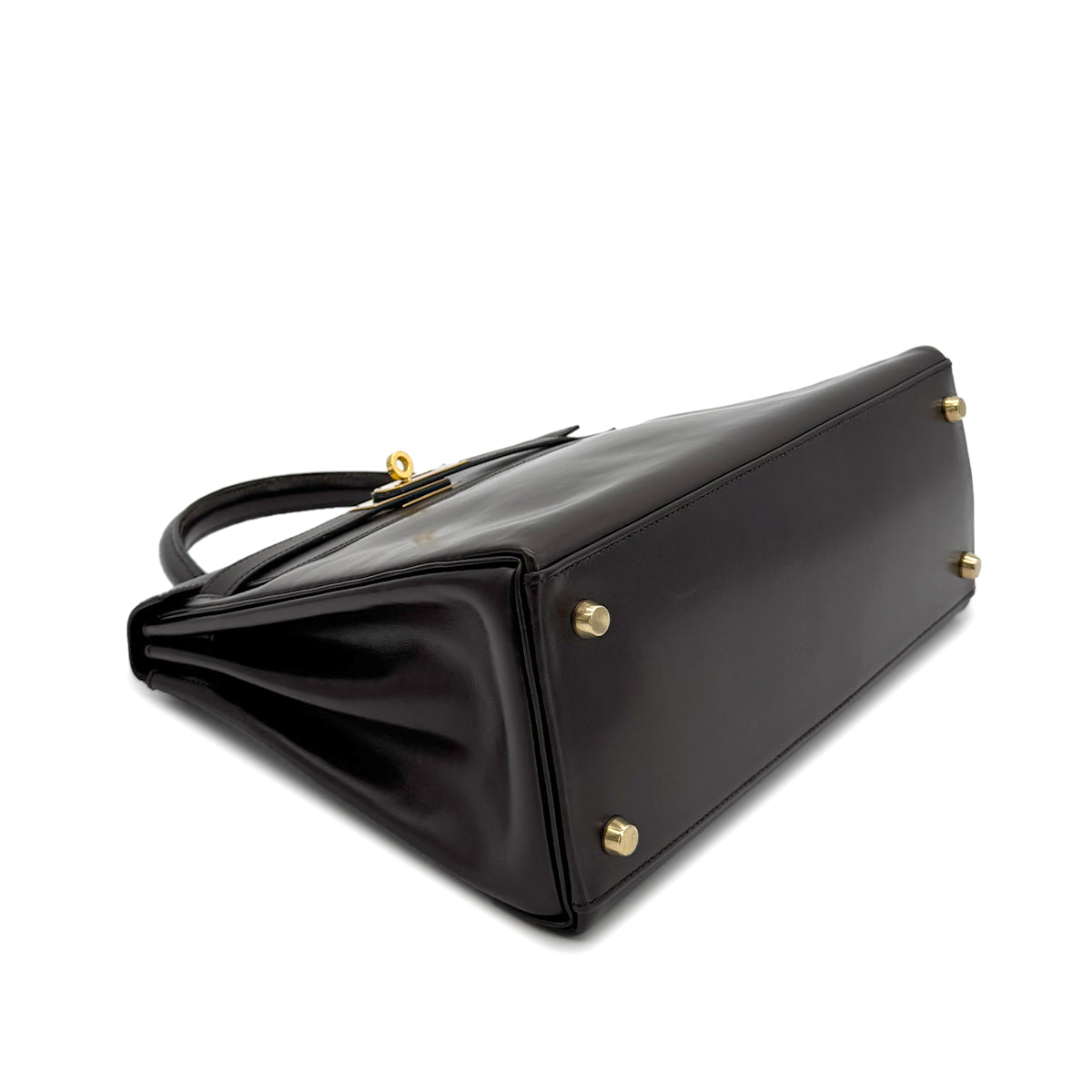 HERMES KELLY 28 RETOURNE DARK BROWN BOXCALF HAND SHOULDER BAG 〇W GHW 90278470