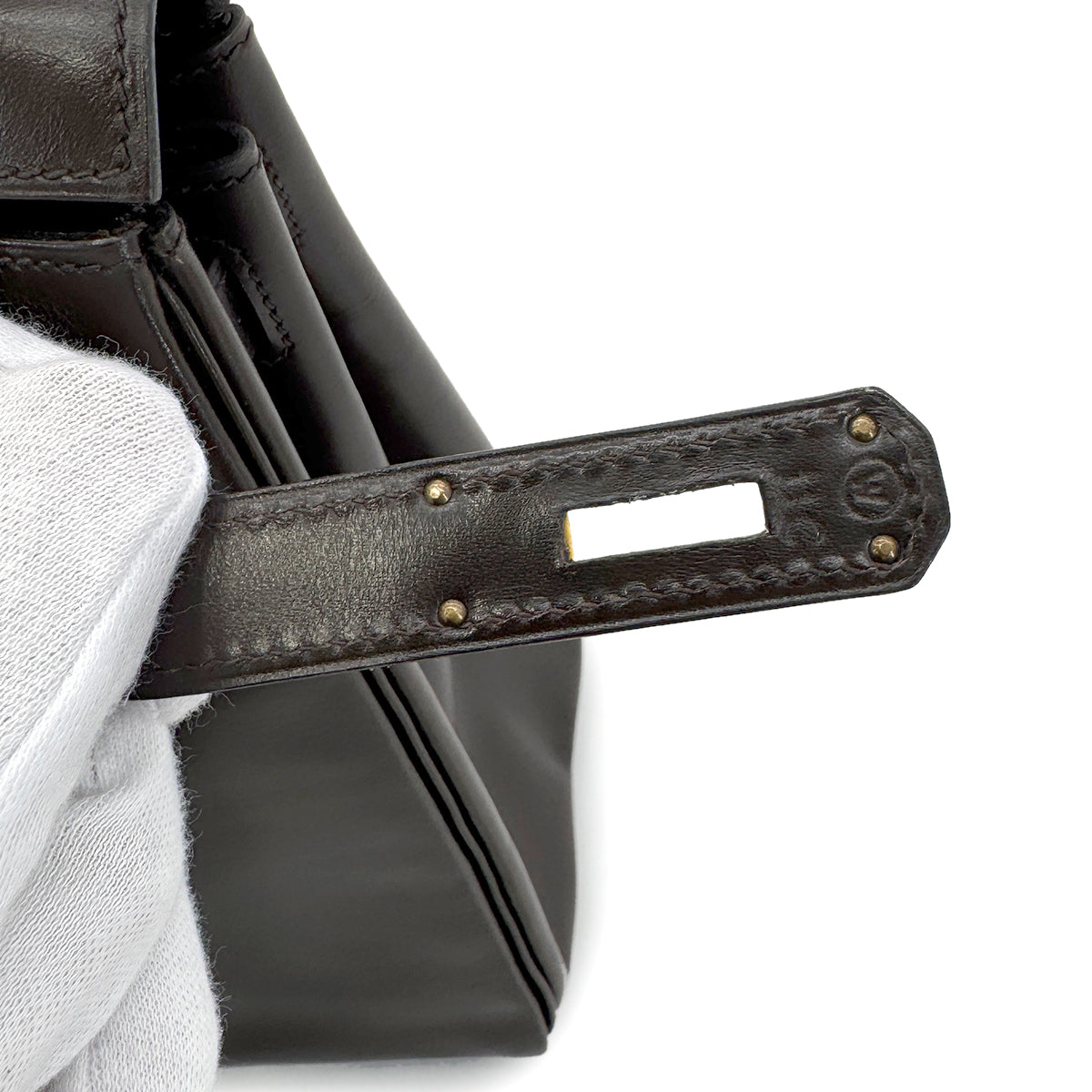 HERMES KELLY 28 RETOURNE DARK BROWN BOXCALF HAND SHOULDER BAG 〇W GHW 90278470