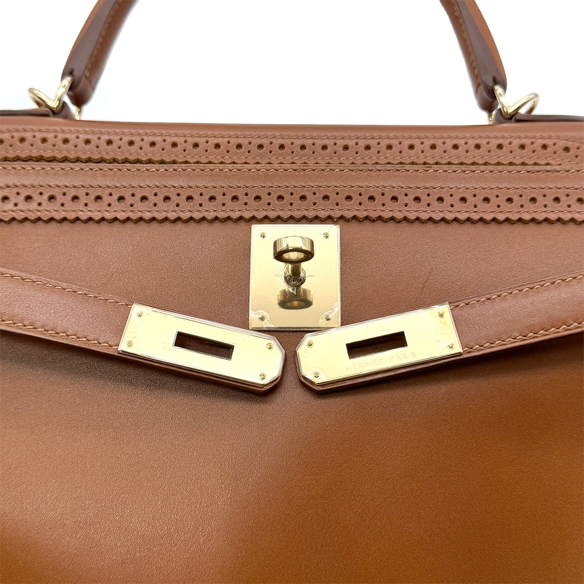 HERMES KELLY GILLIES 35 RETOURNE FAUVE VEAU TADELAKT HAND SHOULDER BAG □P GHW 90278472