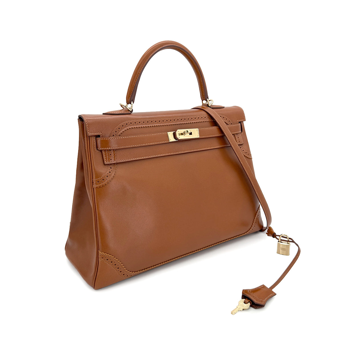 HERMES KELLY GILLIES 35 RETOURNE FAUVE VEAU TADELAKT HAND SHOULDER BAG □P GHW 90278472