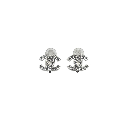 CHANEL EARRINGS COCOMARK RHINESTONE SILVER ACCESSORY 05V 90278485