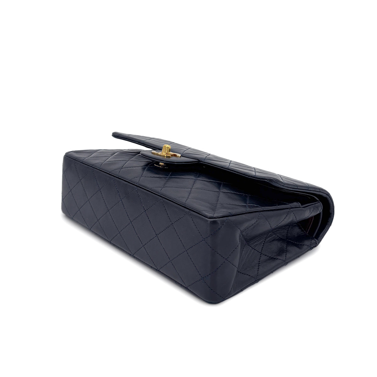 CHANEL VINTAGE CLASSIC FLAP MEDIUM CHAIN SHOULDER BAG NAVY LAMB SKIN 90278492