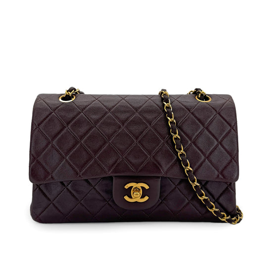 CHANEL VINTAGE CLASSIC FLAP MEDIUM CHAIN SHOULDER BAG BROWN LAMB SKIN 90278498