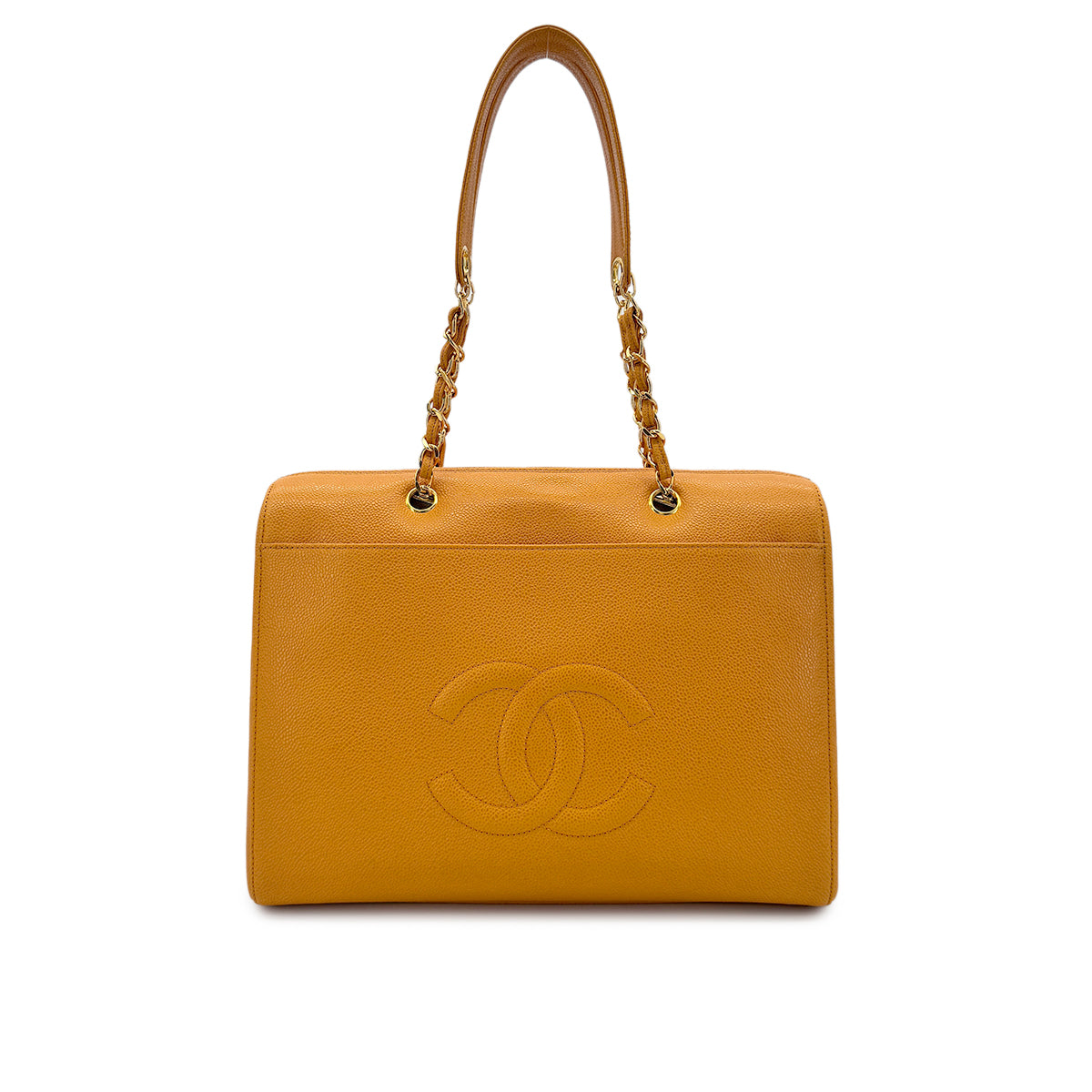 CHANEL VINTAGE COCOMARK CHAIN SHOULDER BAG ORANGE CAVIR SKIN 90278509