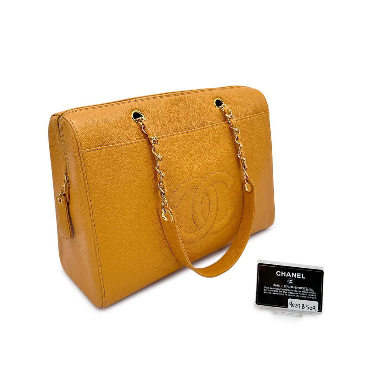 CHANEL VINTAGE COCOMARK CHAIN SHOULDER BAG ORANGE CAVIR SKIN 90278509