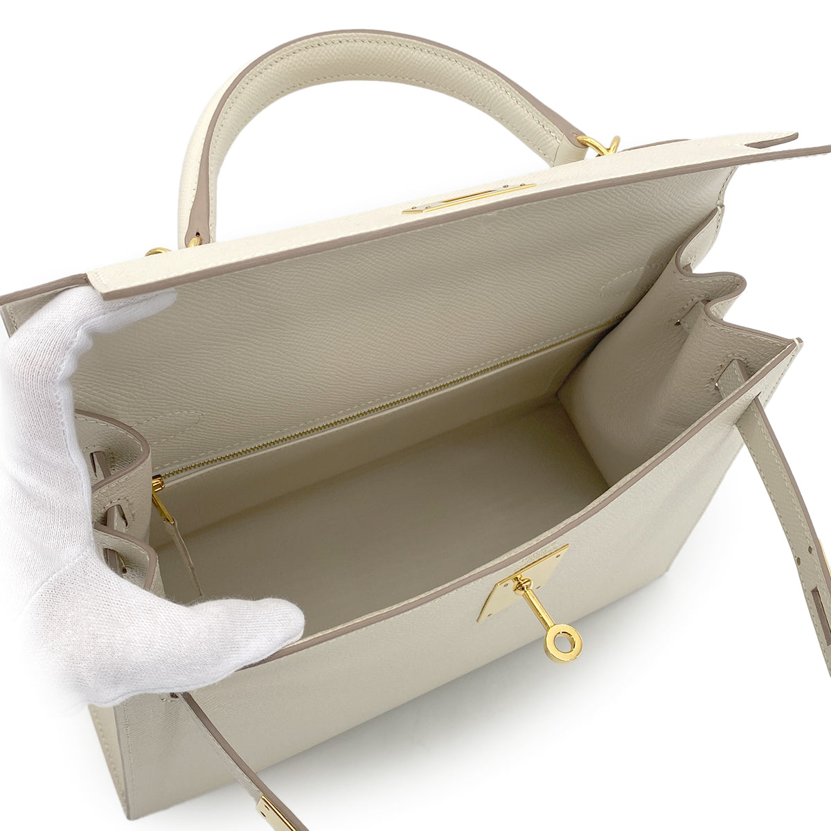 HERMES KELLY 28 SELLIER CRAIE VEAU EPSOM HAND SHOULDER BAG A GHW 90278513