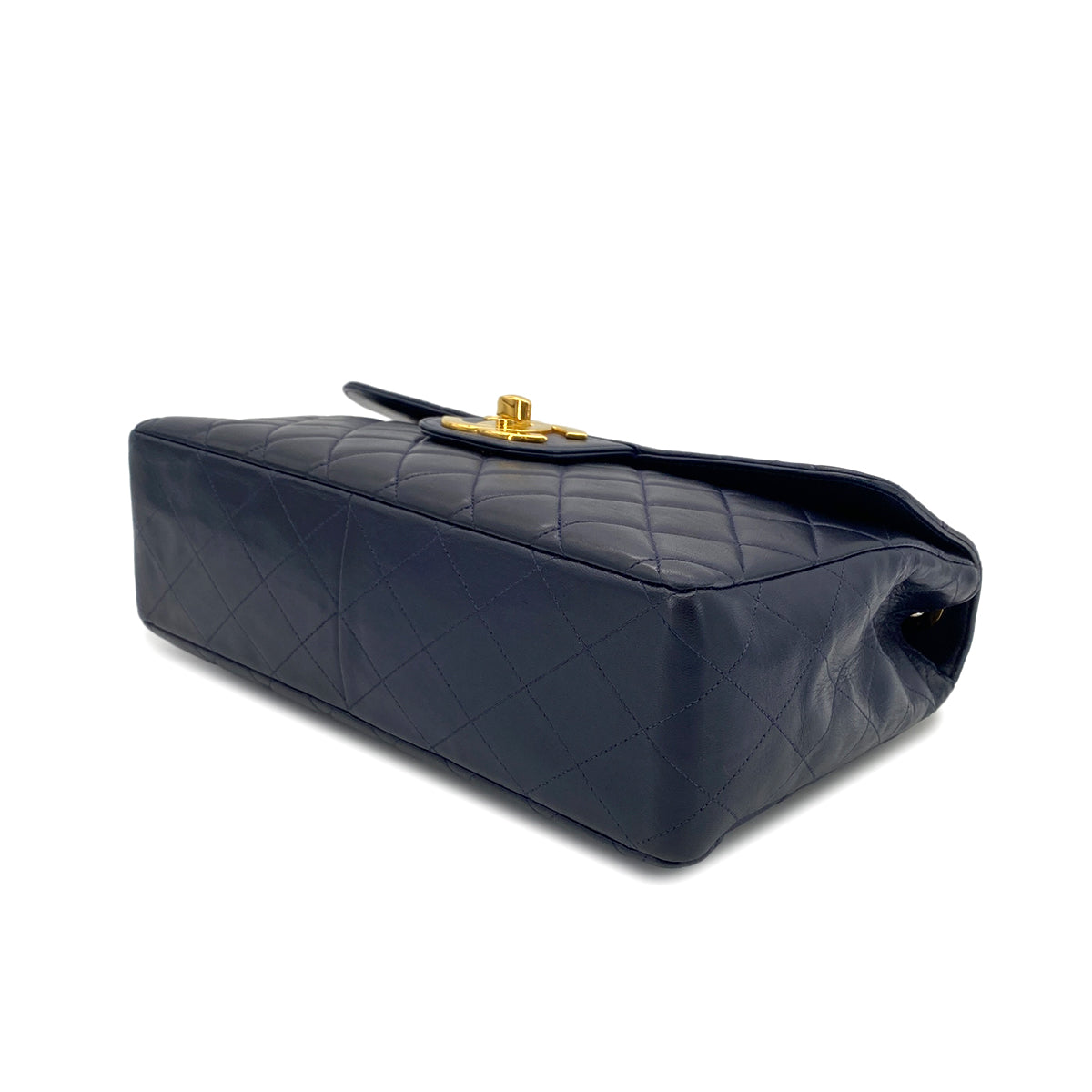 CHANEL VINTAGE JUMBO MATELASSE 30 CHAIN SHOULDER BAG NAVY LAMB SKIN 90278528