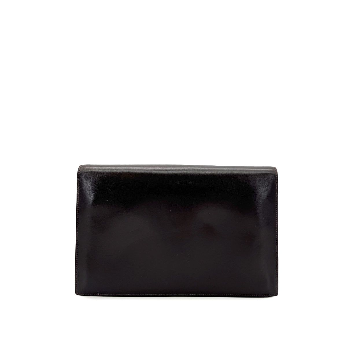 HERMES LYDIE EBENE BOXCALF CLUTCH SHOULDER BAG 〇I GHW 90278551