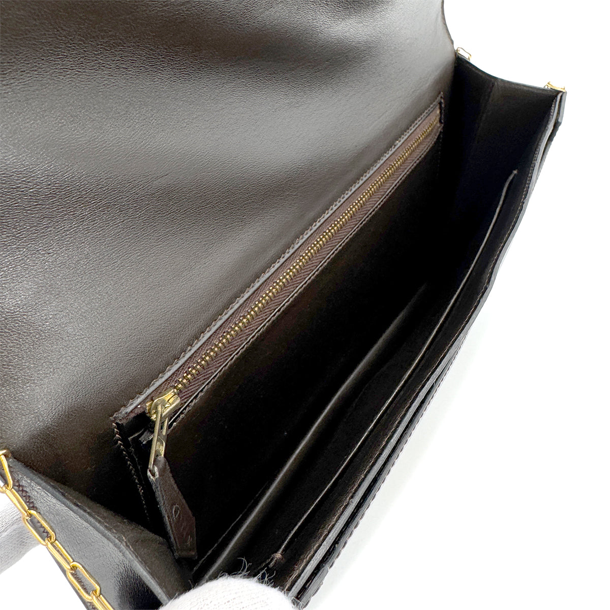 HERMES LYDIE EBENE BOXCALF CLUTCH SHOULDER BAG 〇I GHW 90278551