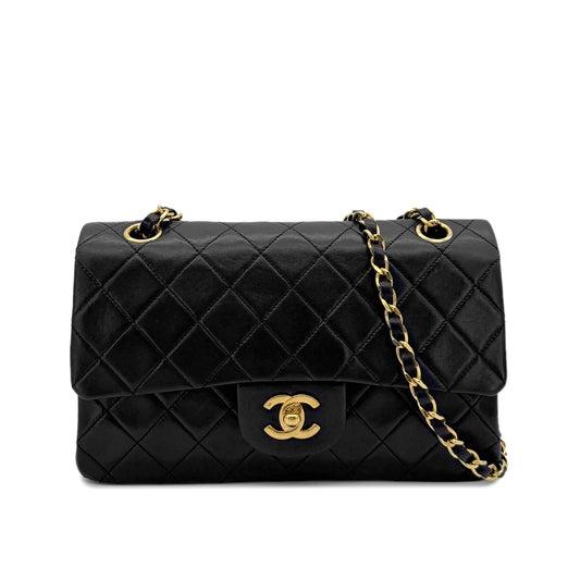 CHANEL VINTAGE CLASSIC FLAP SMALL CHAIN SHOULDER BAG BLACK LAMB SKIN 90278560