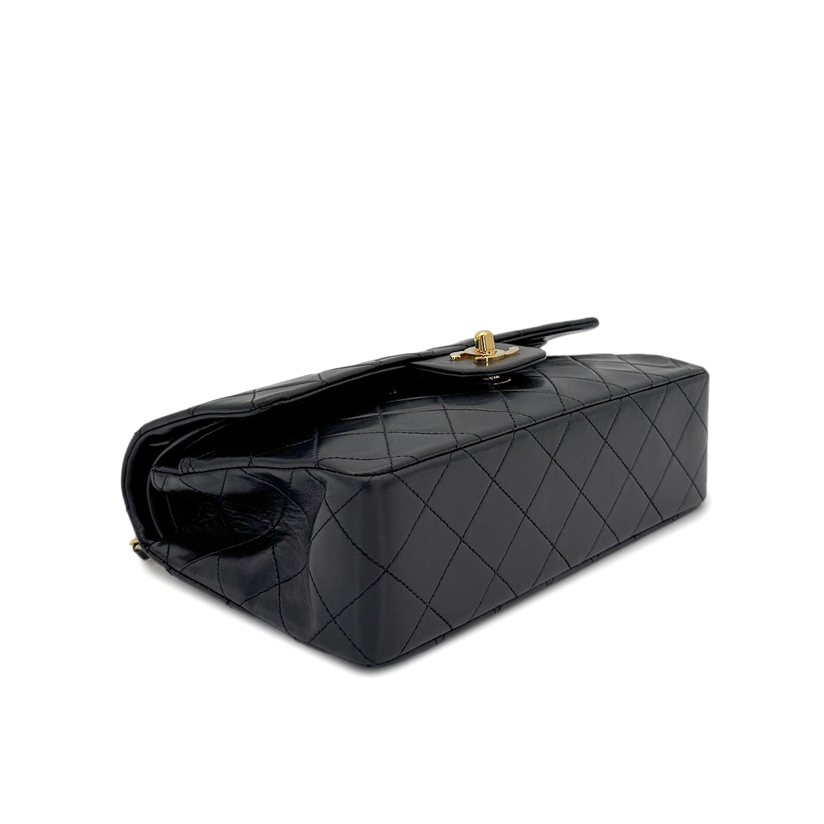 CHANEL VINTAGE CLASSIC FLAP SMALL CHAIN SHOULDER BAG BLACK LAMB SKIN 90278560