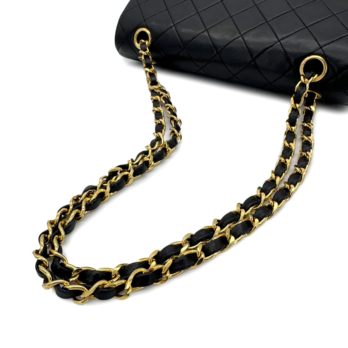 CHANEL VINTAGE CLASSIC FLAP SMALL CHAIN SHOULDER BAG BLACK LAMB SKIN 90278560