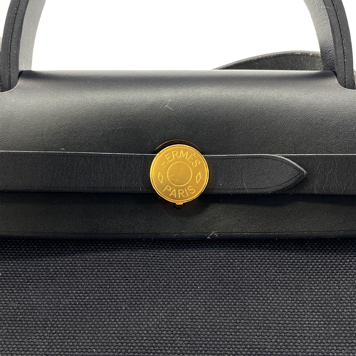 HERMES HER BAG ZIP PM 31 BLACK VACHE HUNTER TOILE MILITARY TOTE SHOULDER BAG Z 90278723