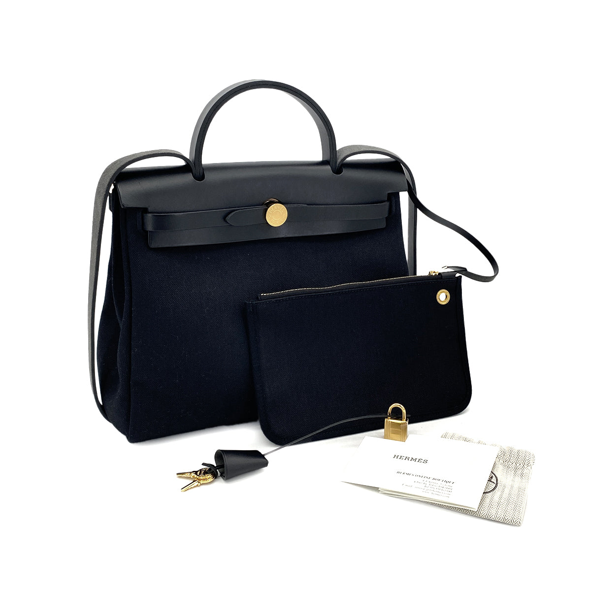 HERMES HER BAG ZIP PM 31 BLACK VACHE HUNTER TOILE MILITARY TOTE SHOULDER BAG Z 90278723