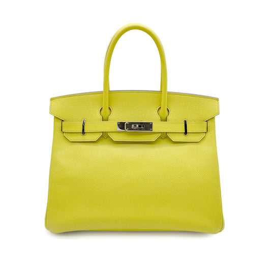 HERMES BIRKIN 30 LIME EPSOM HAND BAG ▢Q SHW 90278725