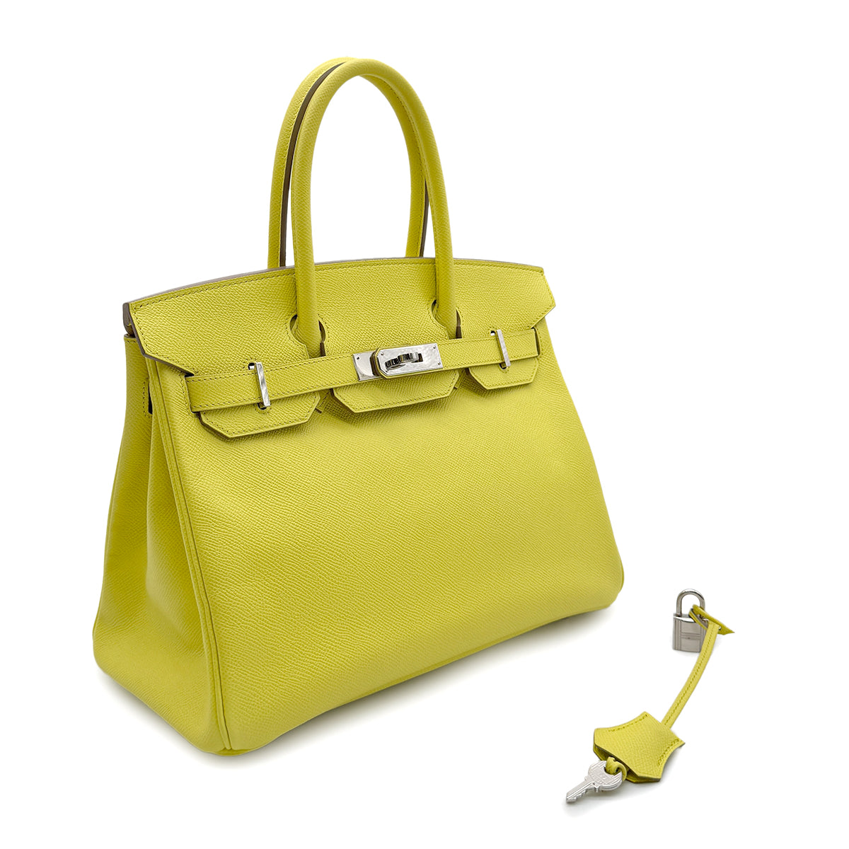 HERMES BIRKIN 30 LIME EPSOM HAND BAG ▢Q SHW 90278725