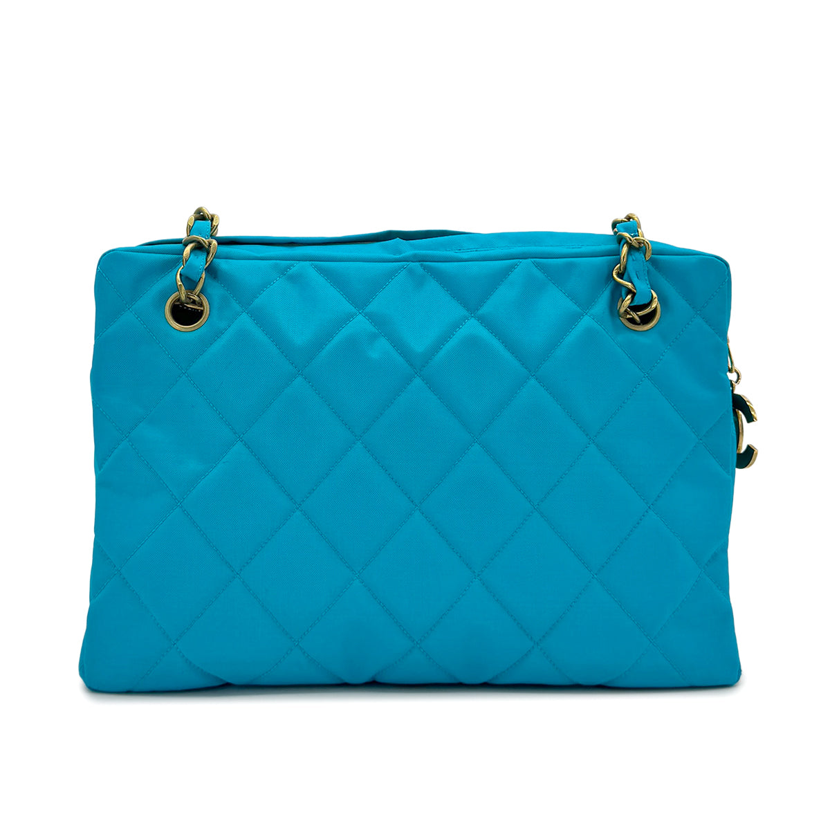 CHANEL VINTAGE MATELASSE CHAIN SHOULDER BAG BLUE NYLON 90278726