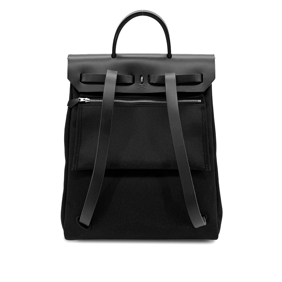 HERMES HERBAG ZIP A DOS PM BLACK TOILE OFFICIER VACHE HUNTER BACKPACK D SHW 90278727
