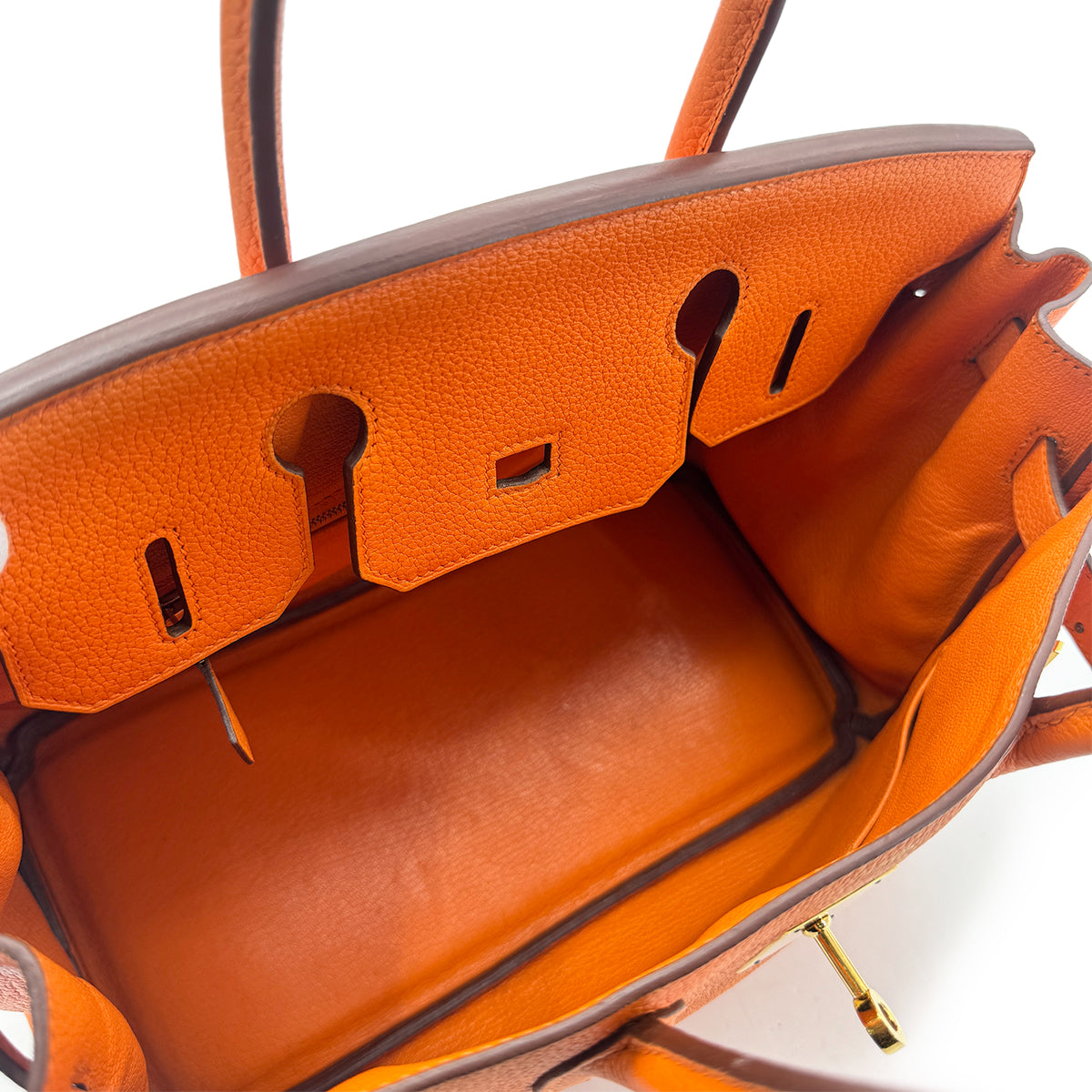 HERMES BIRKIN 30 ORANGE TOGO HAND BAG □O GHW 90278729