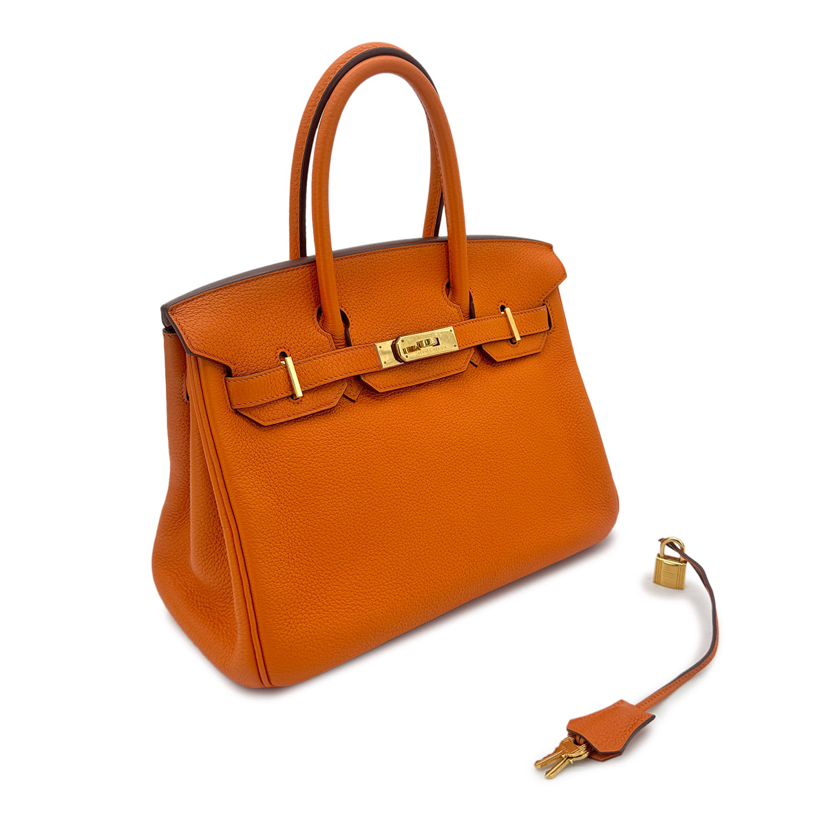 HERMES BIRKIN 30 ORANGE TOGO HAND BAG □O GHW 90278729