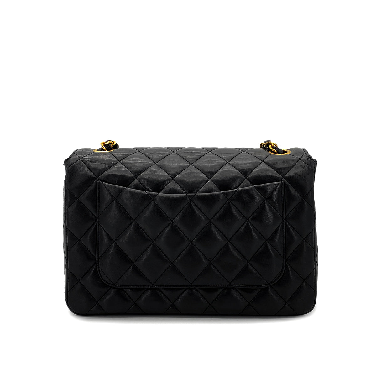 CHANEL VINTAGE MATELASSE BIG COCO CHAIN SHOULDER BAG BLACK LAMB SKIN 90278731