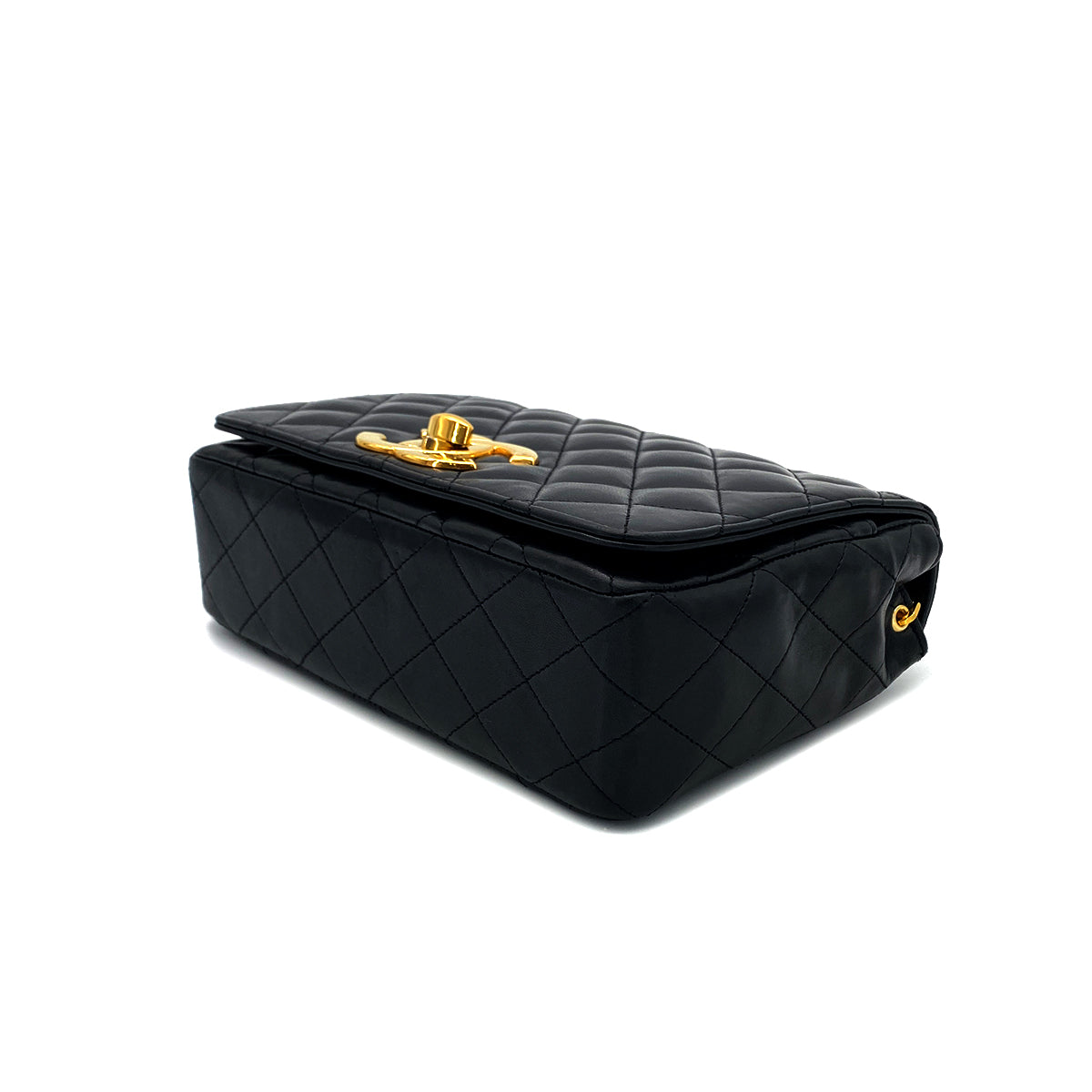 CHANEL VINTAGE MATELASSE BIG COCO CHAIN SHOULDER BAG BLACK LAMB SKIN 90278731