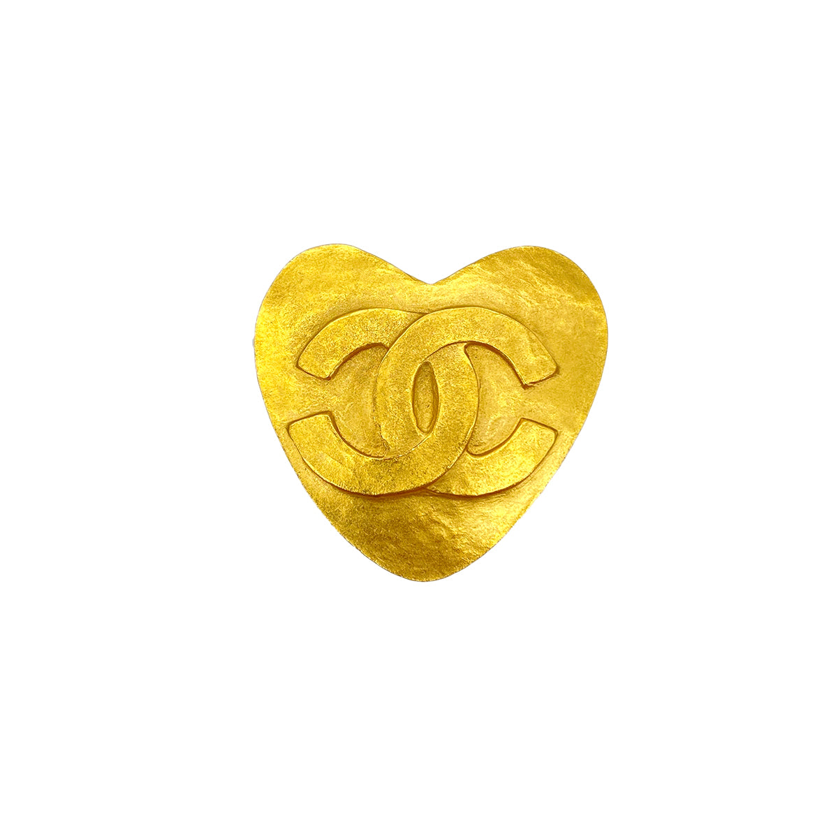 CHANEL VINTAGE COCOMARK HEART BROOCH GOLD ACCESSORY 95P 90278923