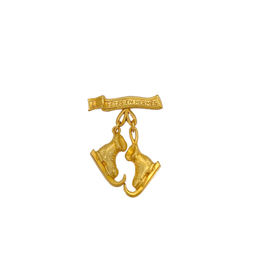HERMES SKATE SHOES BROOCH LES FETES EN HERMES GOLD ACCESSORY 90278924