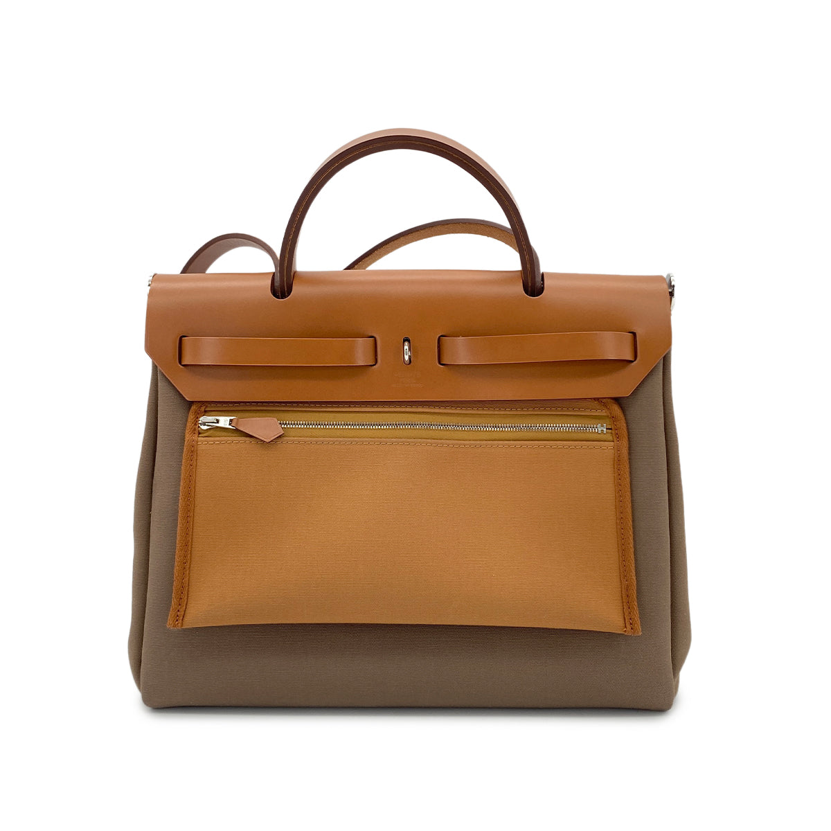 HERMES HER BAG ZIP PM 31 FAUVE ALEZAN VACHE HUNTER TOILE OFFICIER TOTE SHOULDER BAG Z SHW 90278928