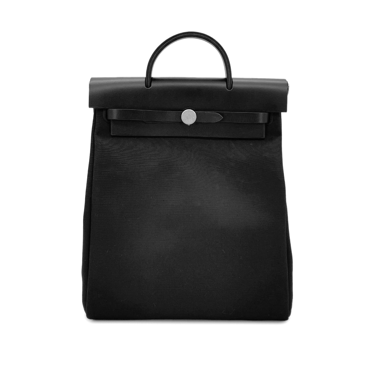 HERMES HERBAG ZIP A DOS PM BLACK TOILE OFFICIER VACHE HUNTER BACKPACK □E SHW 90278931