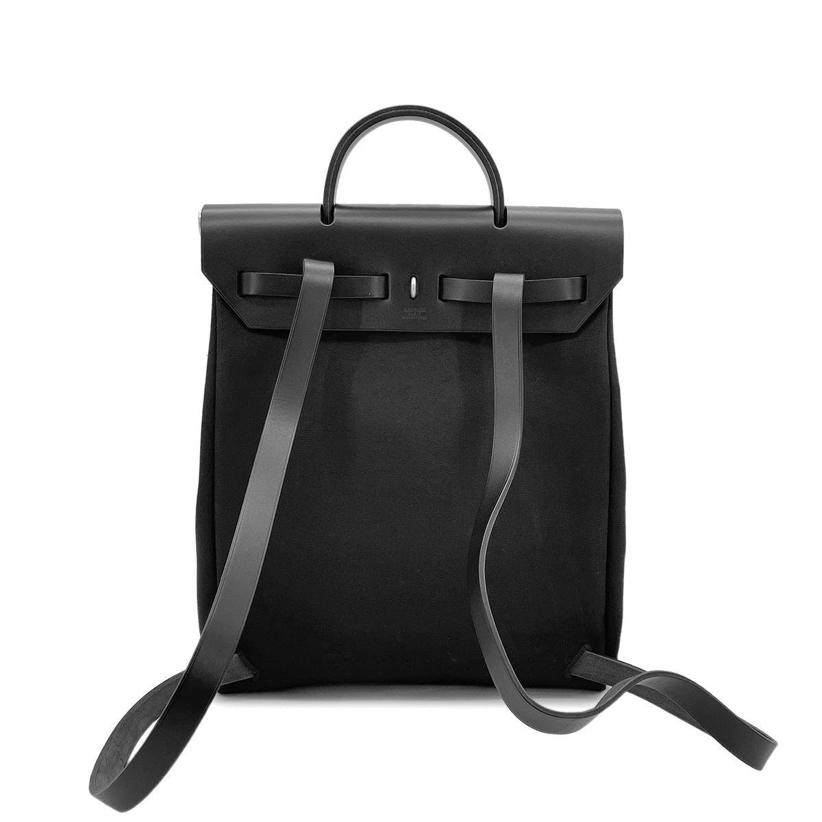 HERMES HERBAG ZIP A DOS PM BLACK TOILE OFFICIER VACHE HUNTER BACKPACK □E SHW 90278931