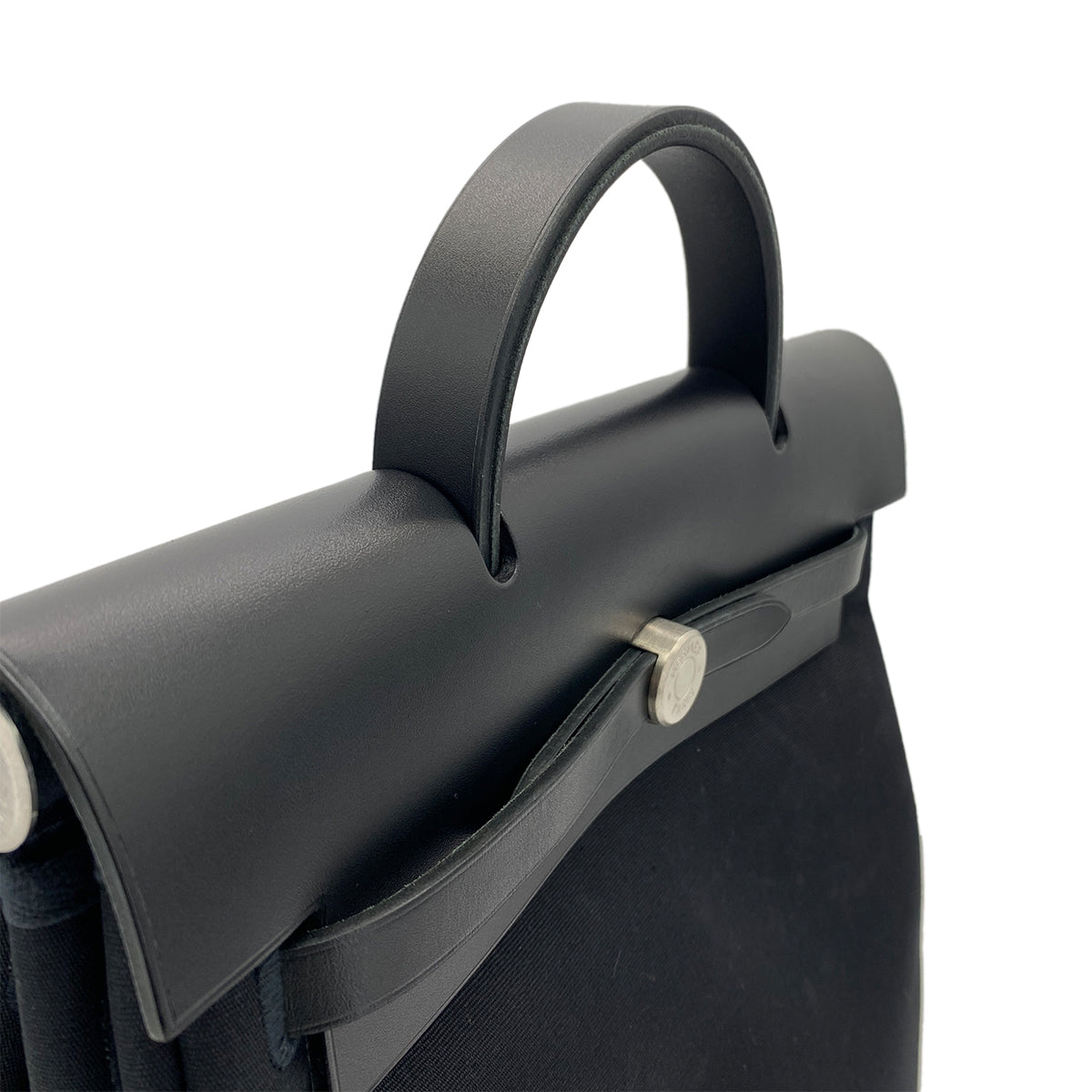 HERMES HERBAG ZIP A DOS PM BLACK TOILE OFFICIER VACHE HUNTER BACKPACK □E SHW 90278931