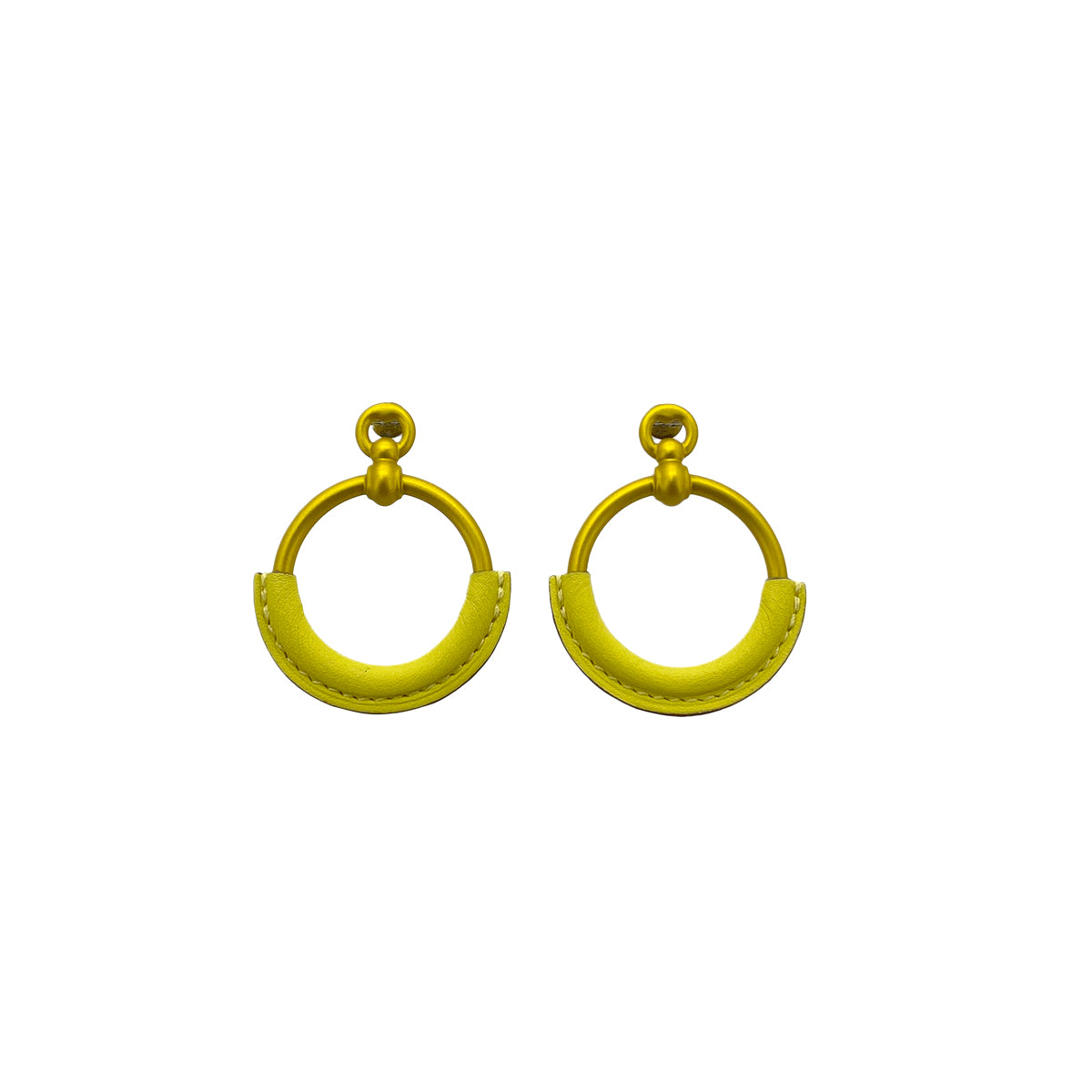 HERMES LOOP PM EARRINGS LIME GOLD SWIFT ALUMINUM ACCESSORY 90278932